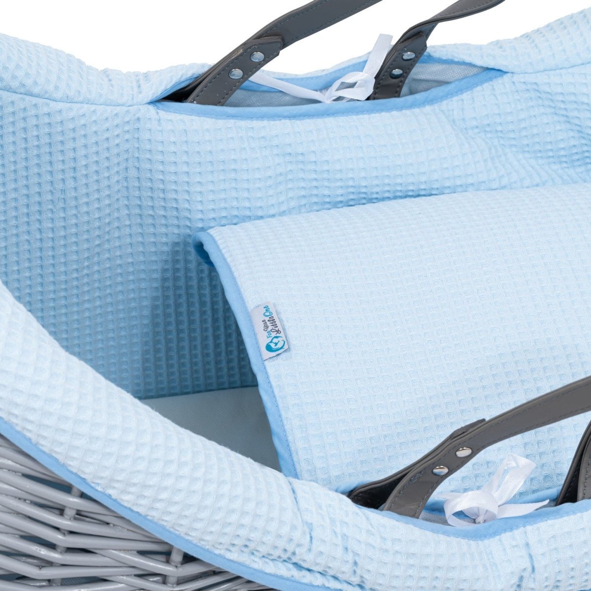 Pod Blue Waffle Moses Basket Bedding Set (Basket Not Included!) | Luxury Home Accessories | Heulog Glow