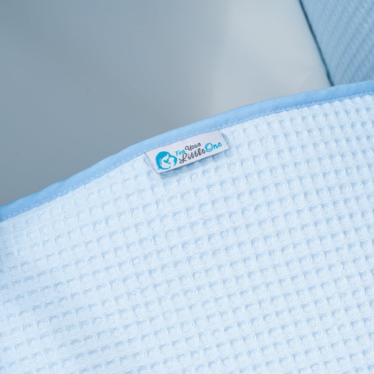 Pod Blue Waffle Moses Basket Bedding Set (Basket Not Included!) | Luxury Home Accessories | Heulog Glow