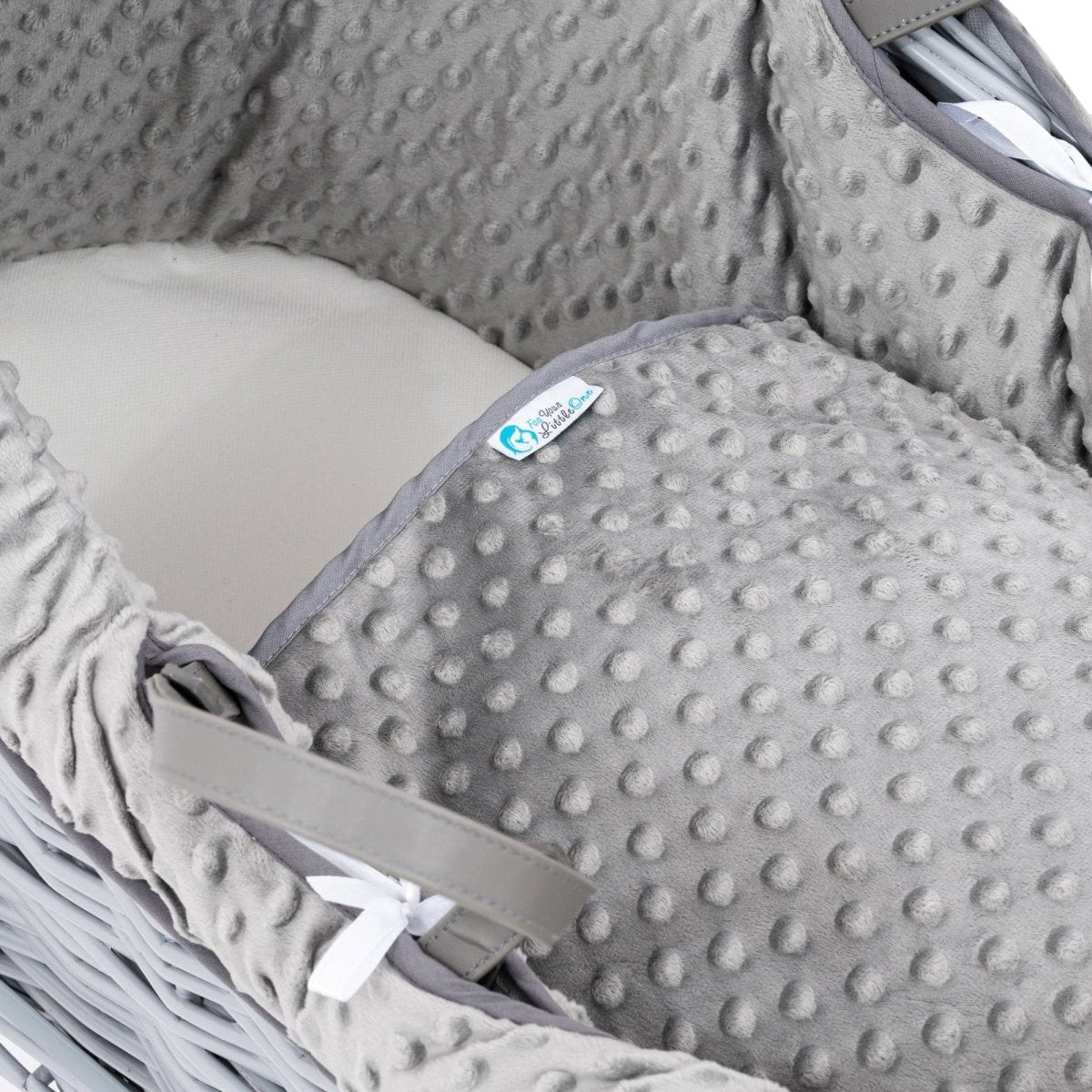 Pod Grey Dimple Moses Basket Bedding Set (Basket Not Included!) | Luxury Home Accessories | Heulog Glow