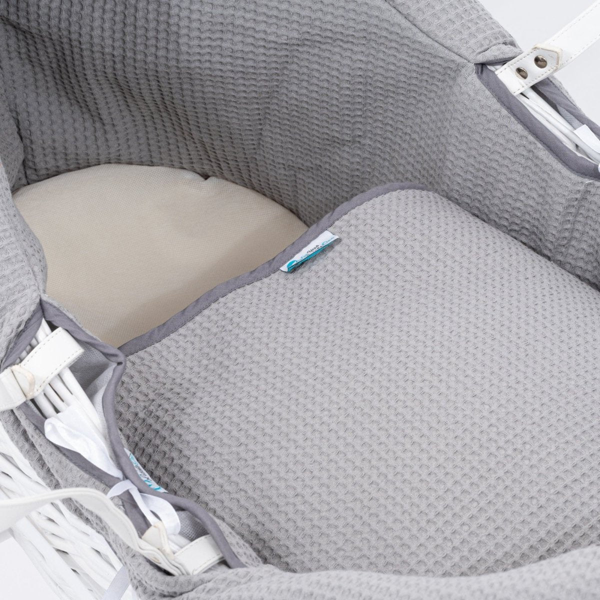 Pod Grey Waffle Moses Basket Bedding Set (Basket Not Included!) | Luxury Home Accessories | Heulog Glow