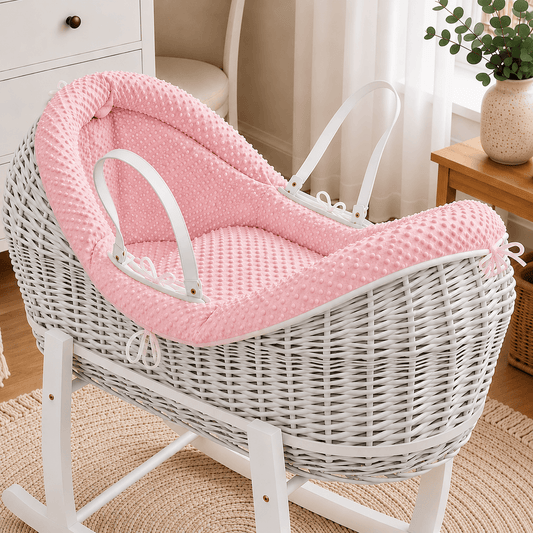 Pod Pink Dimple Moses Basket Bedding Set (Basket Not Included!) | Luxury Home Accessories | Heulog Glow