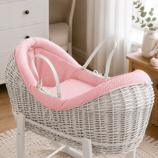 Pod Pink Waffle Moses Basket Bedding Set (Basket Not Included!) | Luxury Home Accessories | Heulog Glow