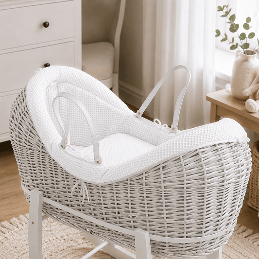 Pod White Waffle Moses Basket Bedding Set (Basket Not Included!) | Luxury Home Accessories | Heulog Glow