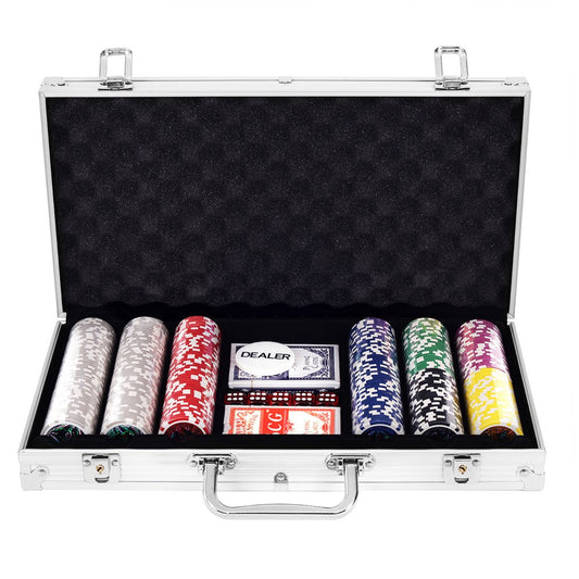 Poker Chips Set in Aluminium Case Texas Hold’em Poker Set-Silver