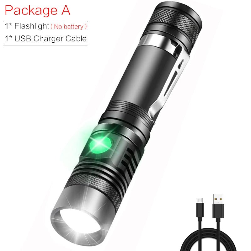 Portable Mini WT518 T6 1000Lumens 3 Modes Black Zoomable LED Flashlight Lighting Clicky Clip on Flashlights Torches Lightweight | Luxury Home Accessories | Heulog Glow