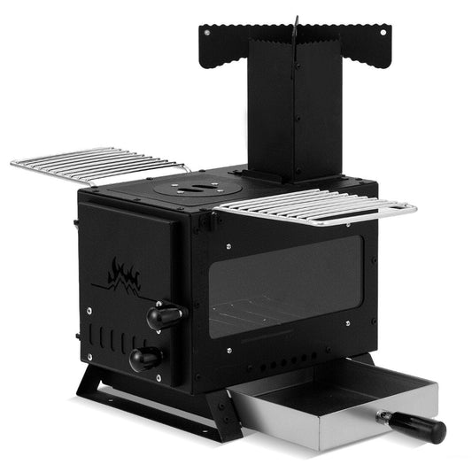 Portable Wood Burning Stove Mini Heater Burner with Pot Rack-Silver