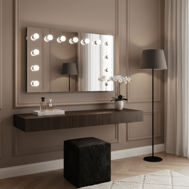 PRE ORDER FOR END JULY Nicole Hollywood Mirror Wall Mounted 100x60cm | Luxury Home Accessories | Heulog Glow