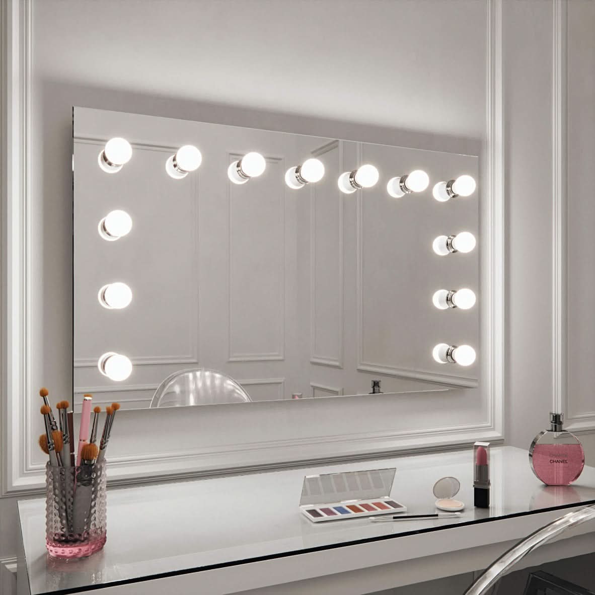 PRE ORDER FOR END JULY Nicole Hollywood Mirror Wall Mounted 100x60cm | Luxury Home Accessories | Heulog Glow