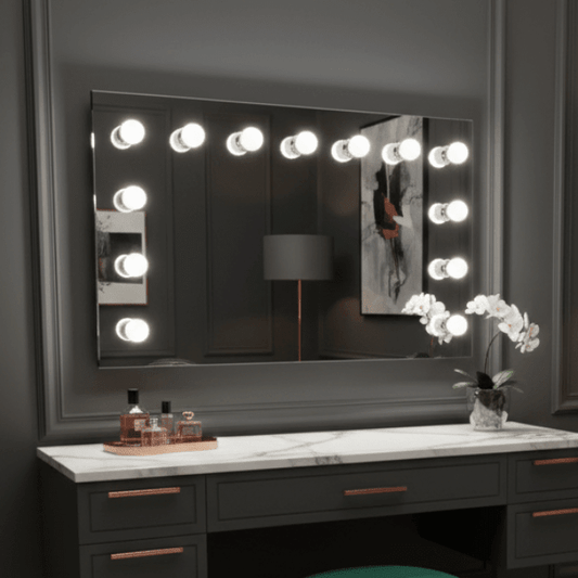 PRE ORDER FOR END JULY Nicole Hollywood Mirror Wall Mounted 100x60cm | Luxury Home Accessories | Heulog Glow