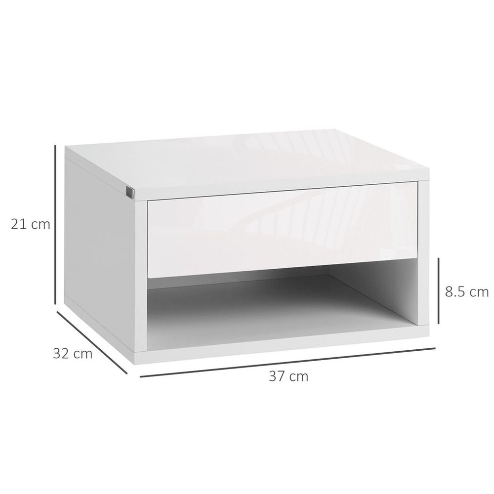Premium HOMCOM Floating Bedside Tables - Double Storage, Wall Mounted, White | Luxury Home Accessories | Heulog Glow