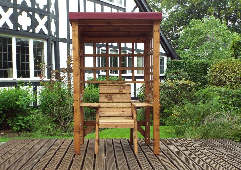 Premium Wentworth Single Arbour - Green, FSC Wood, Roof Cover, Side Tables - Made in Britain (80 characters) | Luxury Home Accessories | Heulog Glow