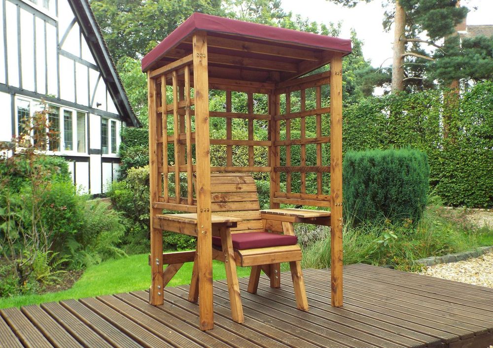 Premium Wentworth Single Arbour - Green, FSC Wood, Roof Cover, Side Tables - Made in Britain (80 characters) | Luxury Home Accessories | Heulog Glow