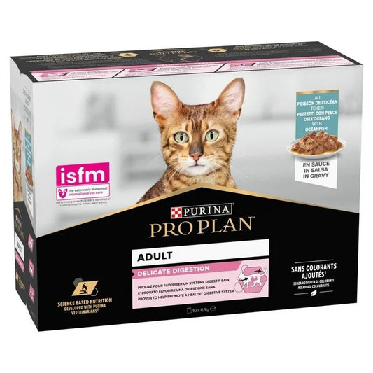 Pro Plan Adult 1+ Delicate Digestion with Ocean Fish Gravy Pouches 85g x 10 | Luxury Home Accessories | Heulog Glow