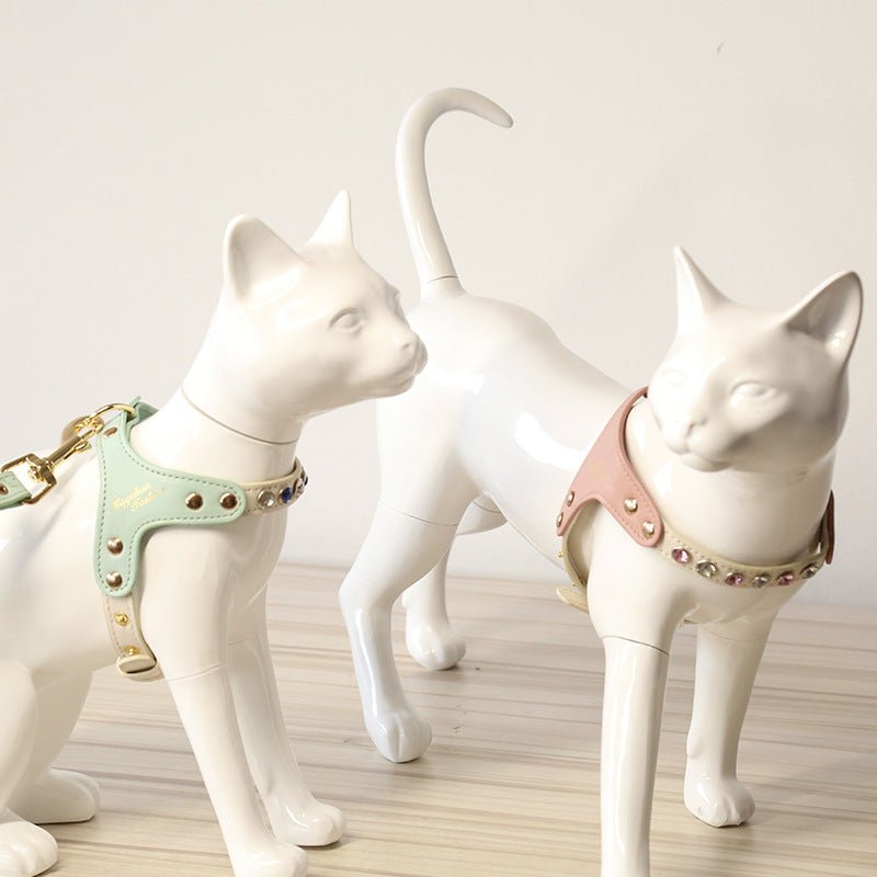 PU Leather Dogs And Cats Diamond Chest Back Suit | Luxury Home Accessories | Heulog Glow