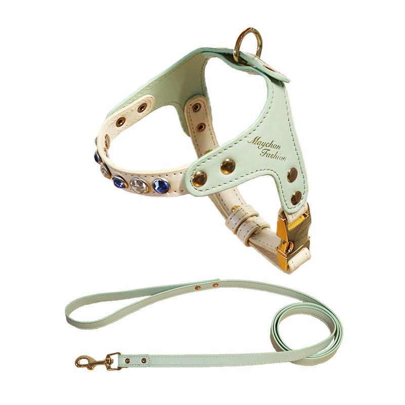 PU Leather Dogs And Cats Diamond Chest Back Suit | Luxury Home Accessories | Heulog Glow