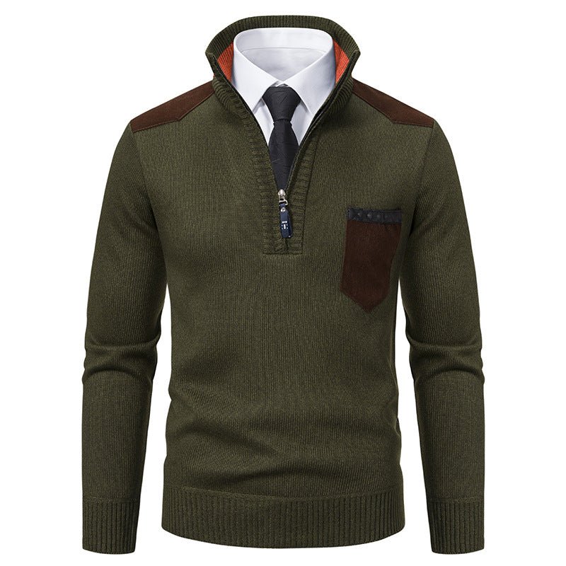 Pullover Men Sweater Thick Polo Shirts Korean Half Zipper Cold Blouse Stand Collar Autumn Winter Outerwear Luxury Cloth | Luxury Home Accessories | Heulog Glow