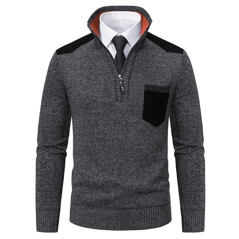 Pullover Men Sweater Thick Polo Shirts Korean Half Zipper Cold Blouse Stand Collar Autumn Winter Outerwear Luxury Cloth | Luxury Home Accessories | Heulog Glow