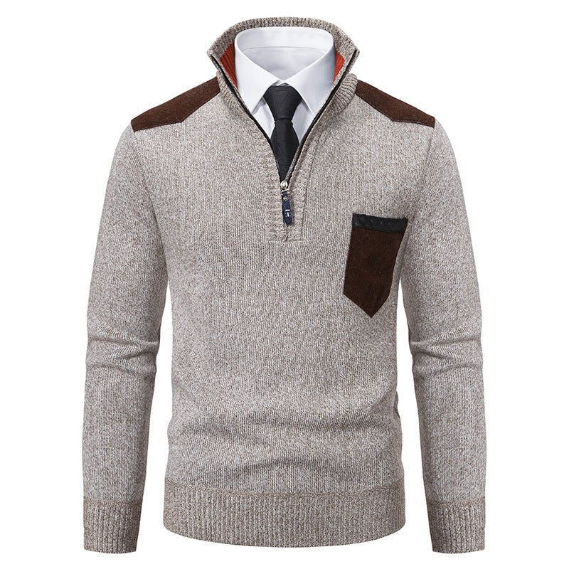Pullover Men Sweater Thick Polo Shirts Korean Half Zipper Cold Blouse Stand Collar Autumn Winter Outerwear Luxury Cloth | Luxury Home Accessories | Heulog Glow