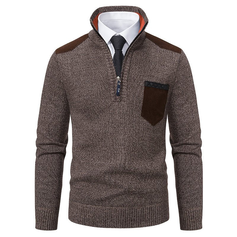 Pullover Men Sweater Thick Polo Shirts Korean Half Zipper Cold Blouse Stand Collar Autumn Winter Outerwear Luxury Cloth | Luxury Home Accessories | Heulog Glow
