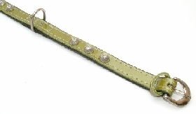 Puppies Cone Leather Collar Green 15mm X 35cm | Luxury Home Accessories | Heulog Glow