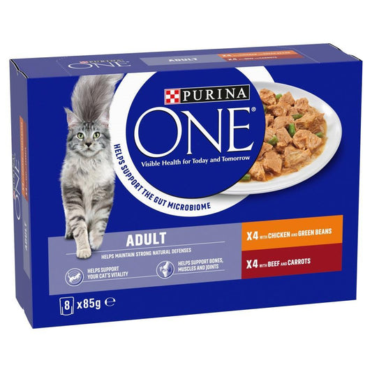 Purina One Adult Cat Chk/Bf Pch 5x8x85g | Luxury Home Accessories | Heulog Glow