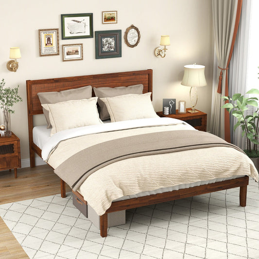 Single/King Size Bed Frame with Headboard and Slats Support-Queen size