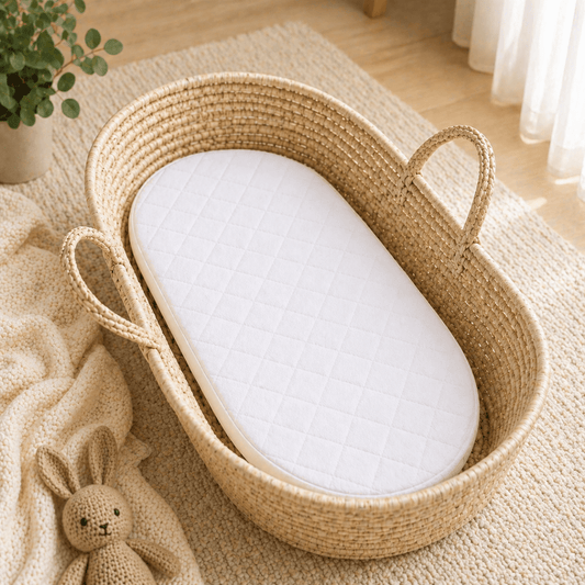 Quilted Moses Basket Mattress 66 x 28 x 3 cm | Luxury Home Accessories | Heulog Glow
