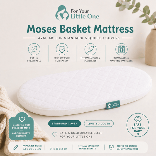 Quilted Moses Basket Mattress 66 x 28 x 3 cm | Luxury Home Accessories | Heulog Glow