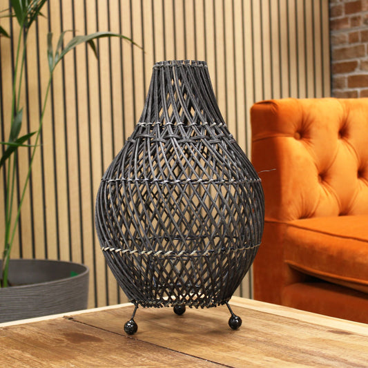 Rattan Table Lamps - Black | Luxury Home Accessories | Heulog Glow