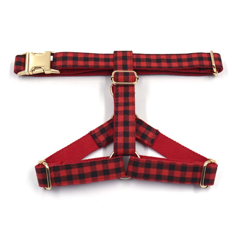 Red And Black Plaid Gold Buckle Pet Chest And Back Cover | Luxury Home Accessories | Heulog Glow