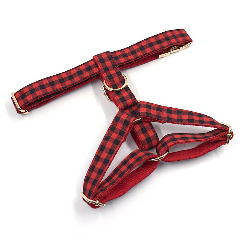 Red And Black Plaid Gold Buckle Pet Chest And Back Cover | Luxury Home Accessories | Heulog Glow