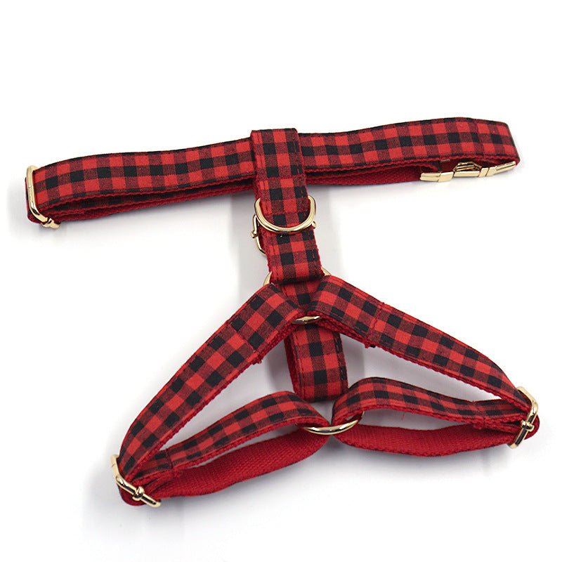 Red And Black Plaid Gold Buckle Pet Chest And Back Cover | Luxury Home Accessories | Heulog Glow