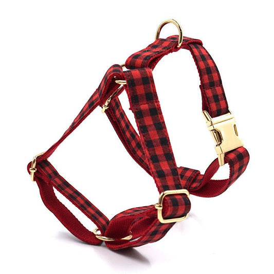 Red And Black Plaid Gold Buckle Pet Chest And Back Cover | Luxury Home Accessories | Heulog Glow