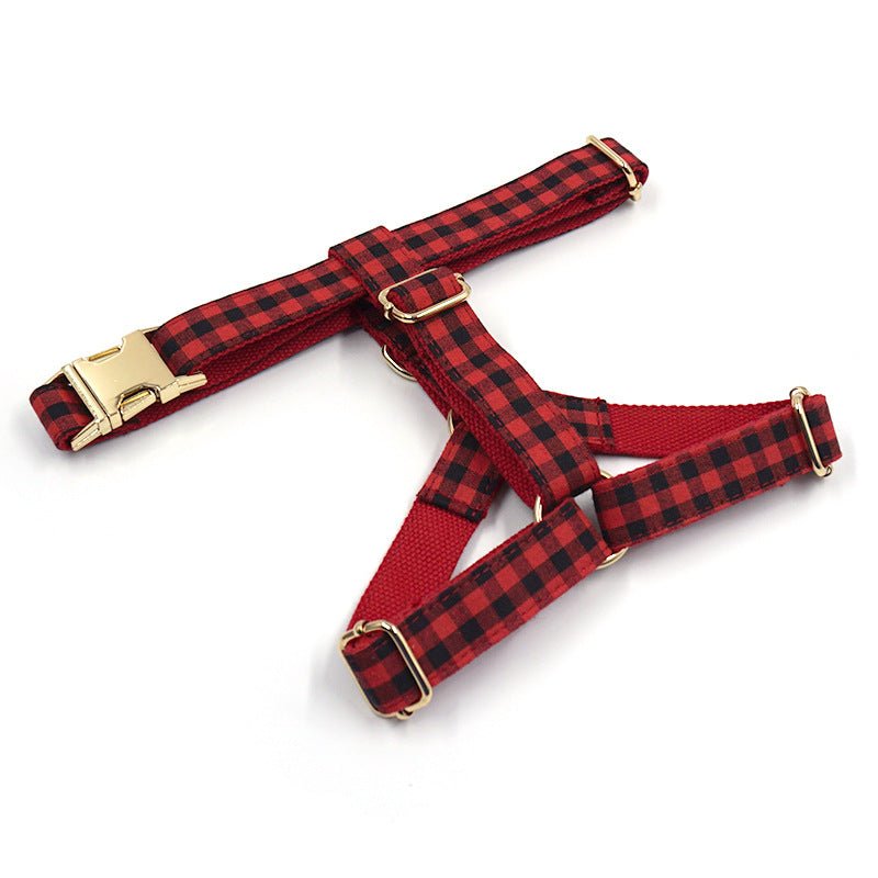 Red And Black Plaid Gold Buckle Pet Chest And Back Cover | Luxury Home Accessories | Heulog Glow