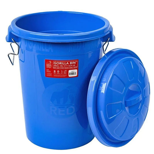 Red Gorilla Bin with Clip Lid Blue 50 litre | Luxury Home Accessories | Heulog Glow