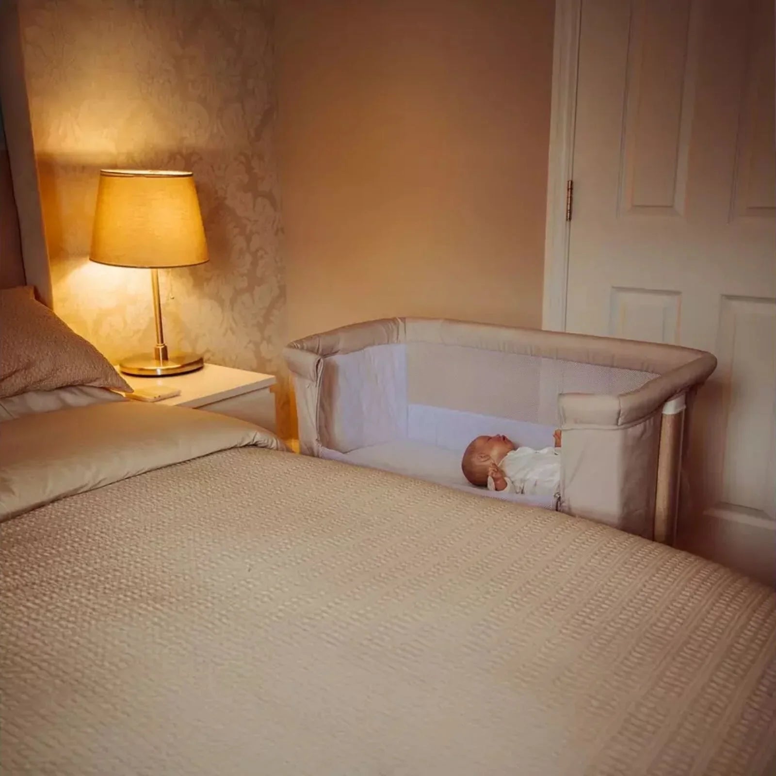 Red Kite Rockabye Bedside Crib - Oatmeal | Luxury Home Accessories | Heulog Glow