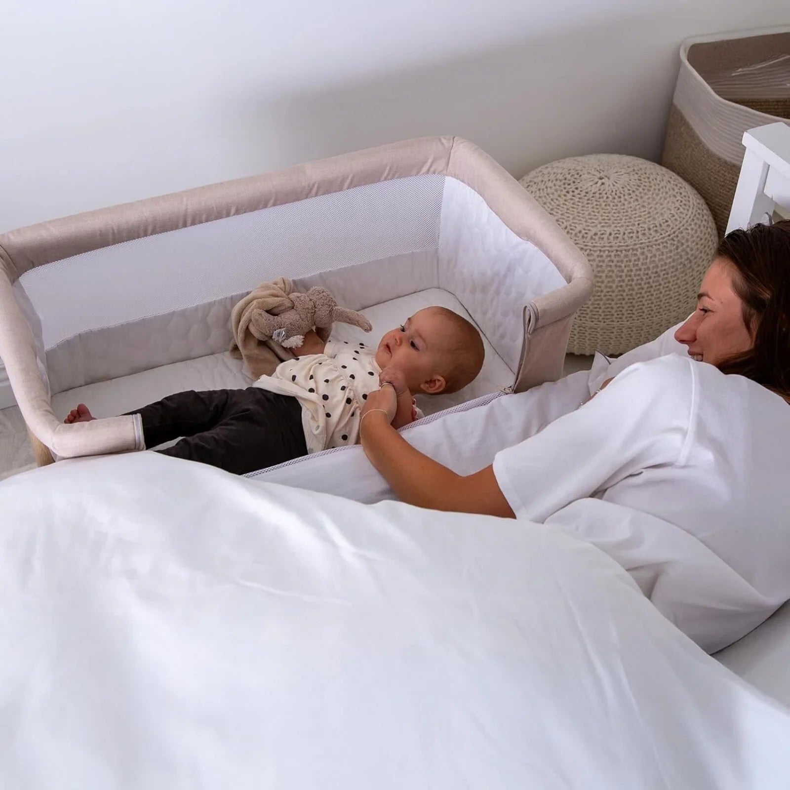 Red Kite Rockabye Bedside Crib - Oatmeal | Luxury Home Accessories | Heulog Glow