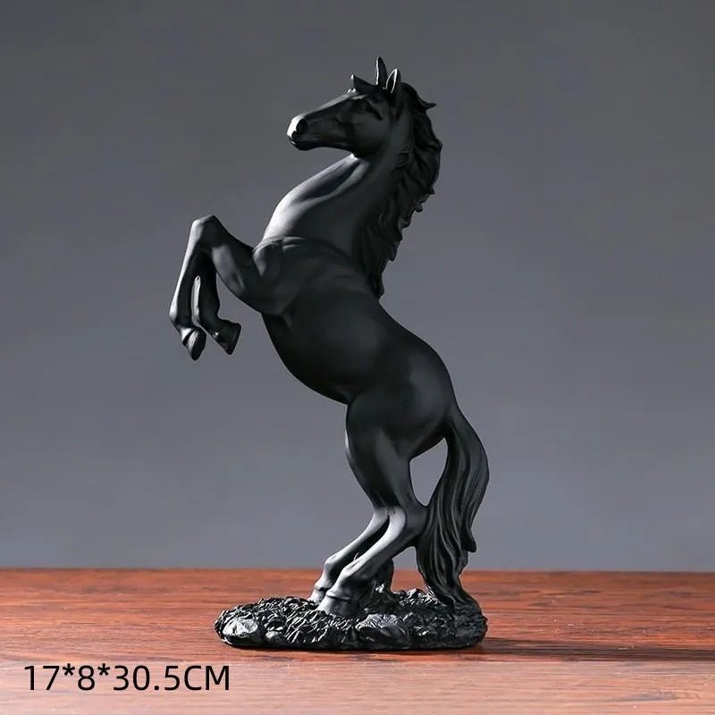 Resin Statue Golden White Black Horse | Luxury Home Accessories | Heulog Glow