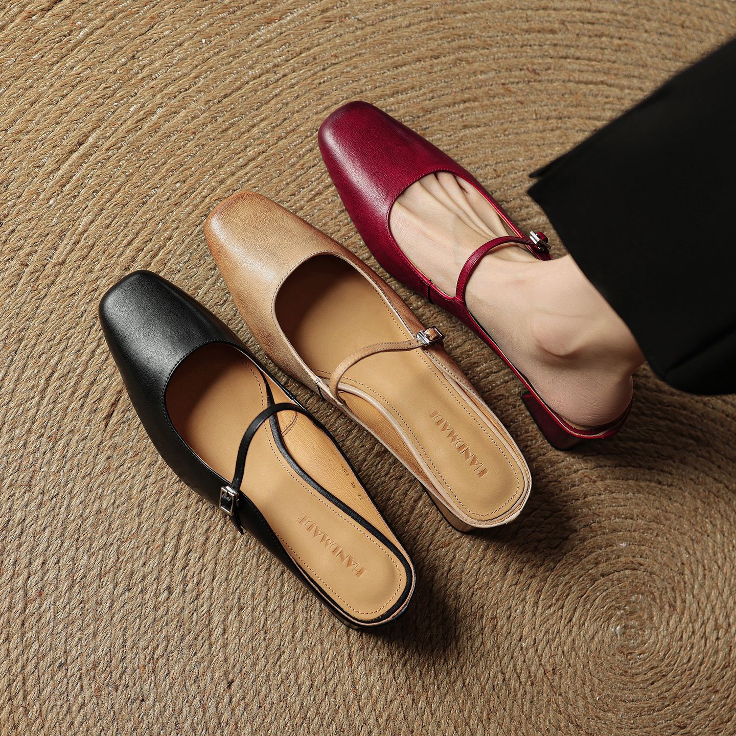 Retro Chunky Heel Peep-toe Slingback French Single-strap Slip-on Mid-heel Sandals | Luxury Home Accessories | Heulog Glow