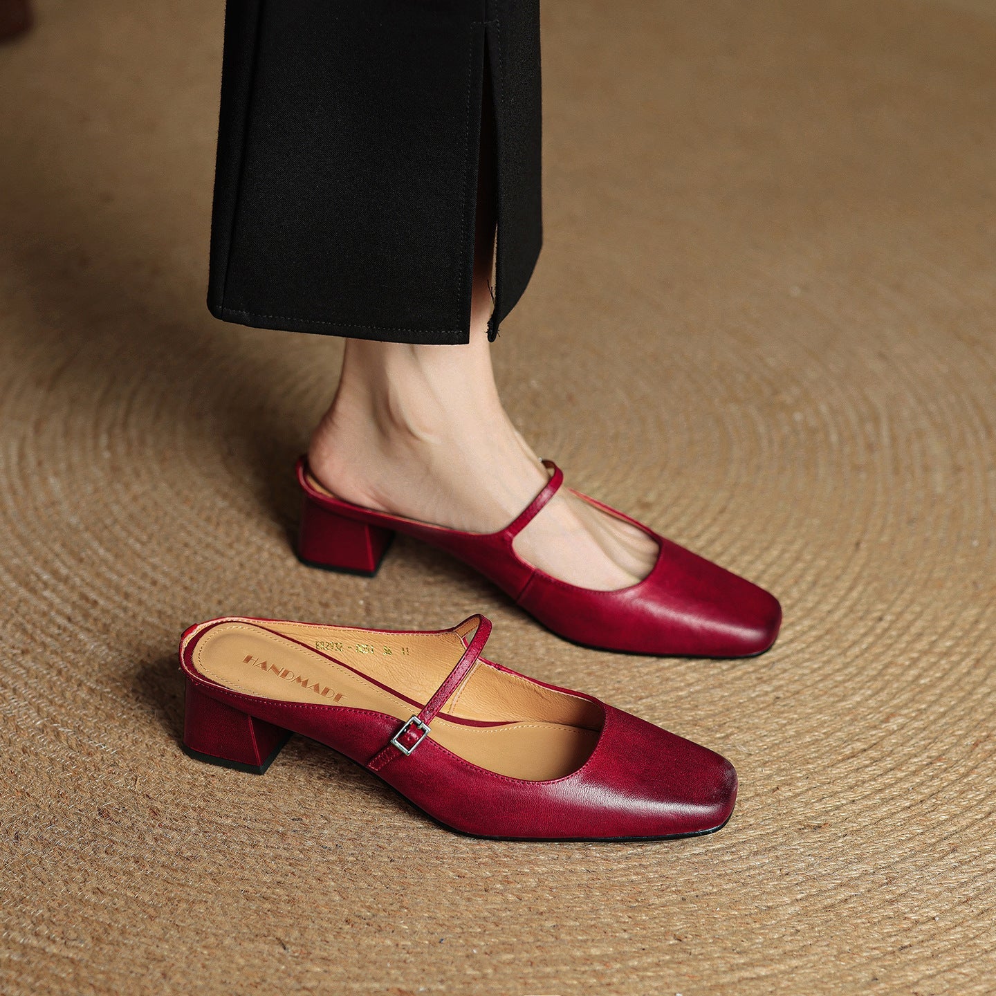 Retro Chunky Heel Peep-toe Slingback French Single-strap Slip-on Mid-heel Sandals | Luxury Home Accessories | Heulog Glow