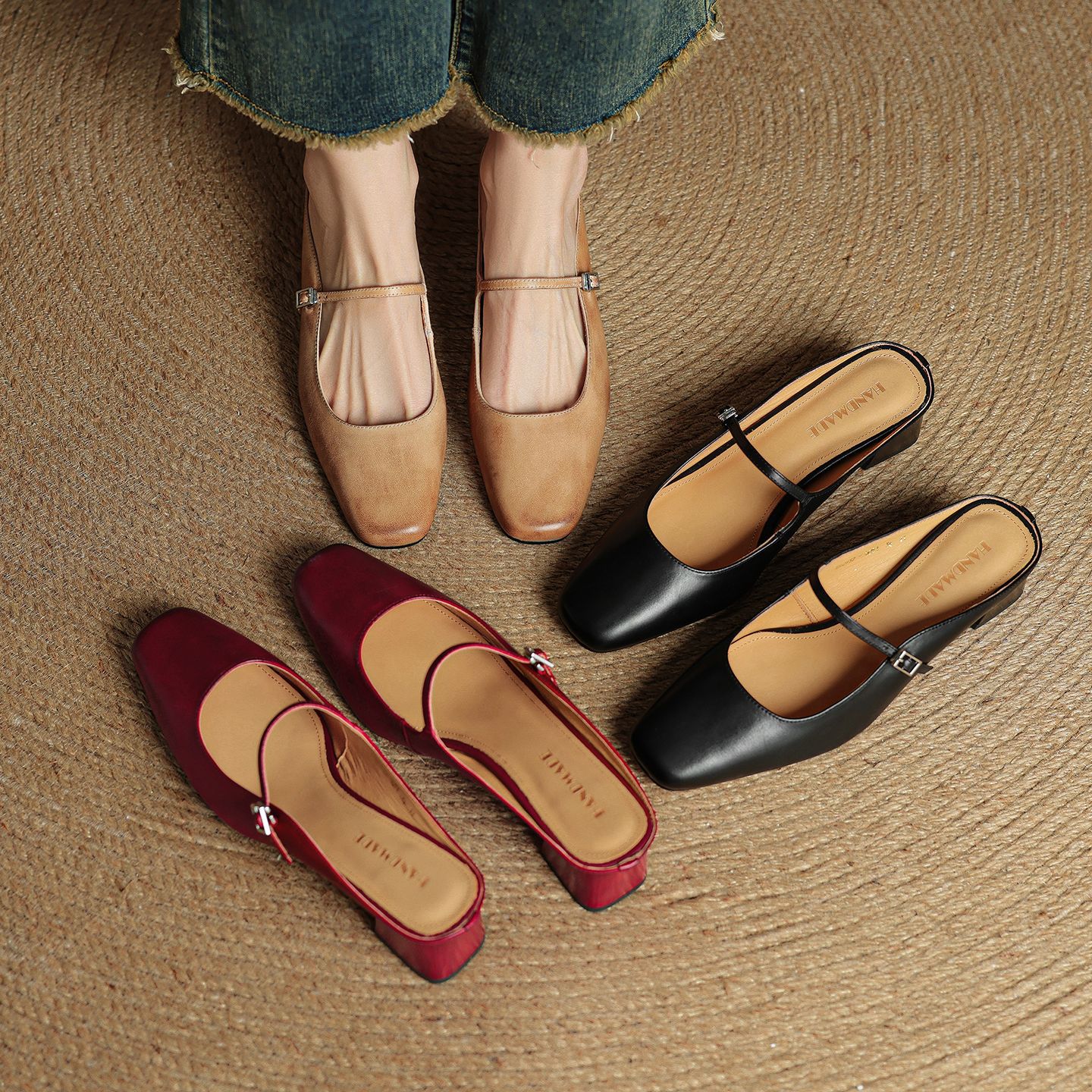 Retro Chunky Heel Peep-toe Slingback French Single-strap Slip-on Mid-heel Sandals | Luxury Home Accessories | Heulog Glow