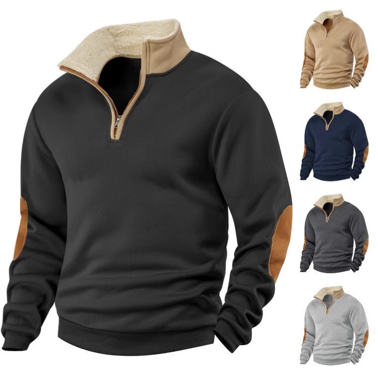 Retro Patchwork Half Cardigan Men's Long-sleeved Sweater | Luxury Home Accessories | Heulog Glow
