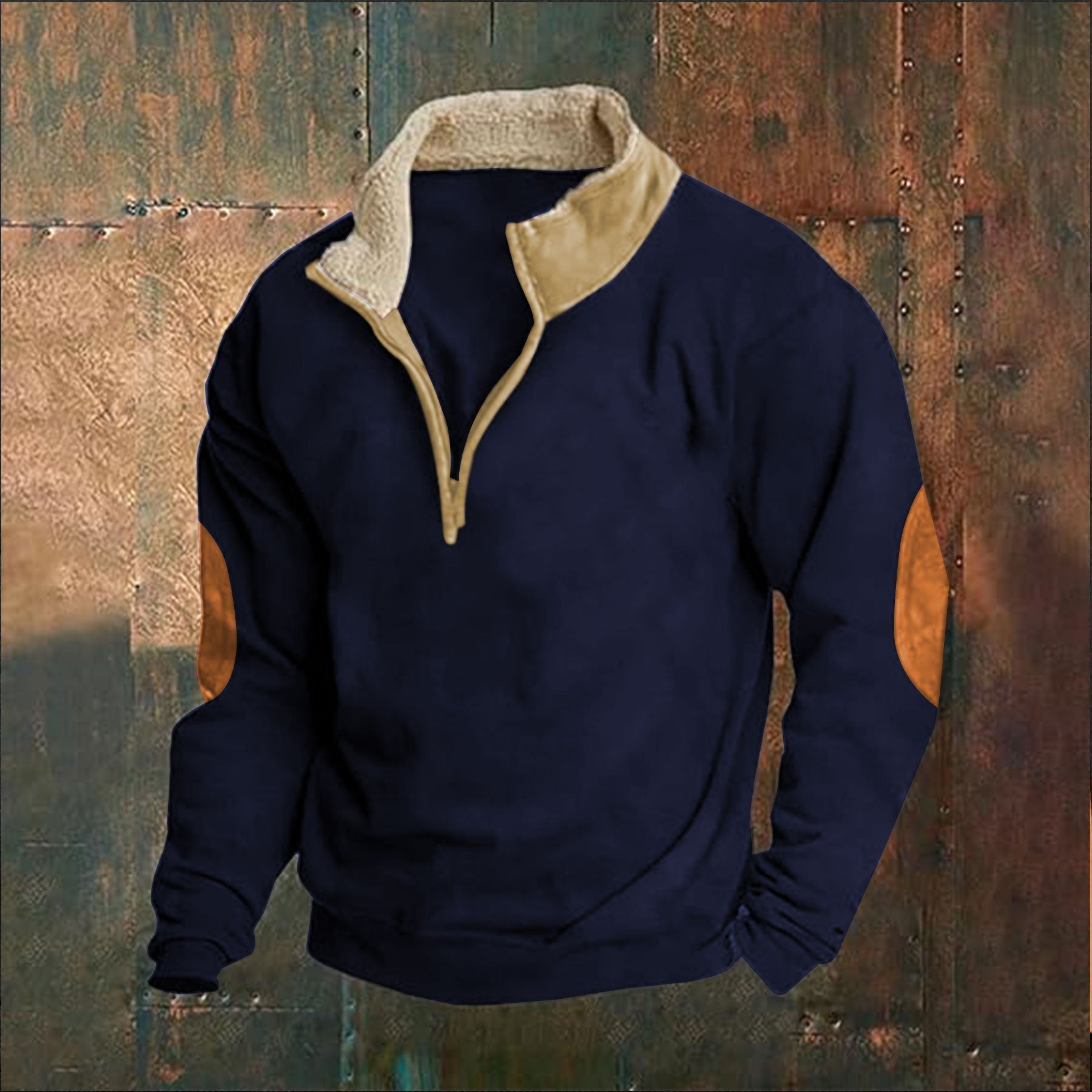 Retro Patchwork Half Cardigan Men's Long-sleeved Sweater | Luxury Home Accessories | Heulog Glow