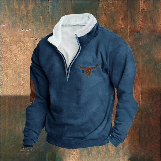 Retro Patchwork Half Cardigan Men's Long-sleeved Sweater | Luxury Home Accessories | Heulog Glow