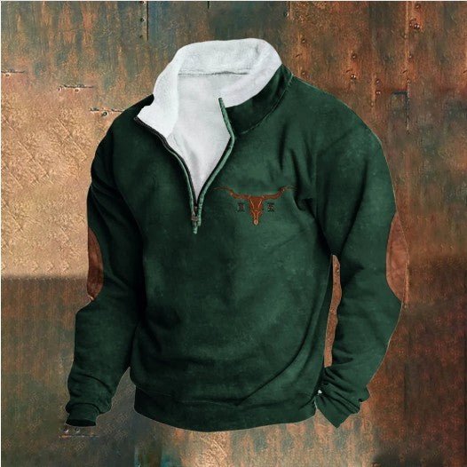 Retro Patchwork Half Cardigan Men's Long-sleeved Sweater | Luxury Home Accessories | Heulog Glow