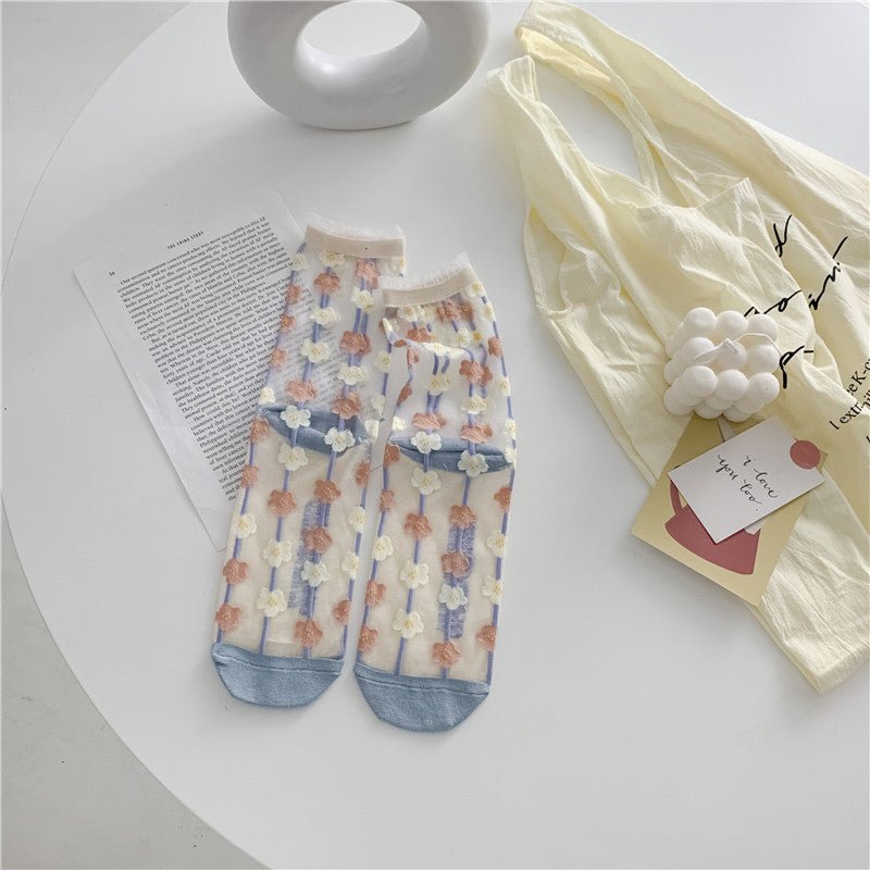 Retro Personality Breathable Glass Silk Socks Japanese Bright Color Socks | Luxury Home Accessories | Heulog Glow