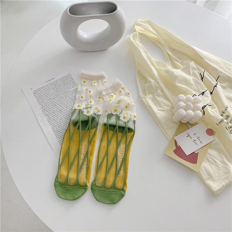 Retro Personality Breathable Glass Silk Socks Japanese Bright Color Socks | Luxury Home Accessories | Heulog Glow