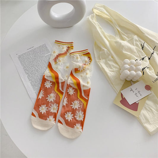 Retro Personality Breathable Glass Silk Socks Japanese Bright Color Socks | Luxury Home Accessories | Heulog Glow