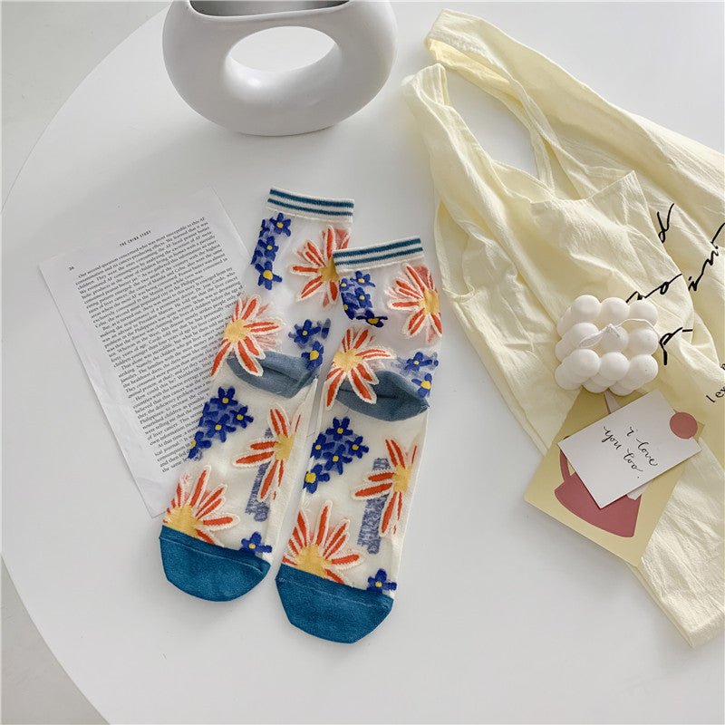 Retro Personality Breathable Glass Silk Socks Japanese Bright Color Socks | Luxury Home Accessories | Heulog Glow