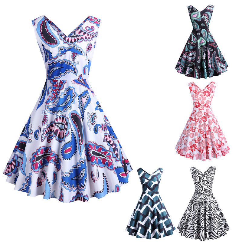 Retro Printed Maxi Sleeveless Dress Women | Luxury Home Accessories | Heulog Glow